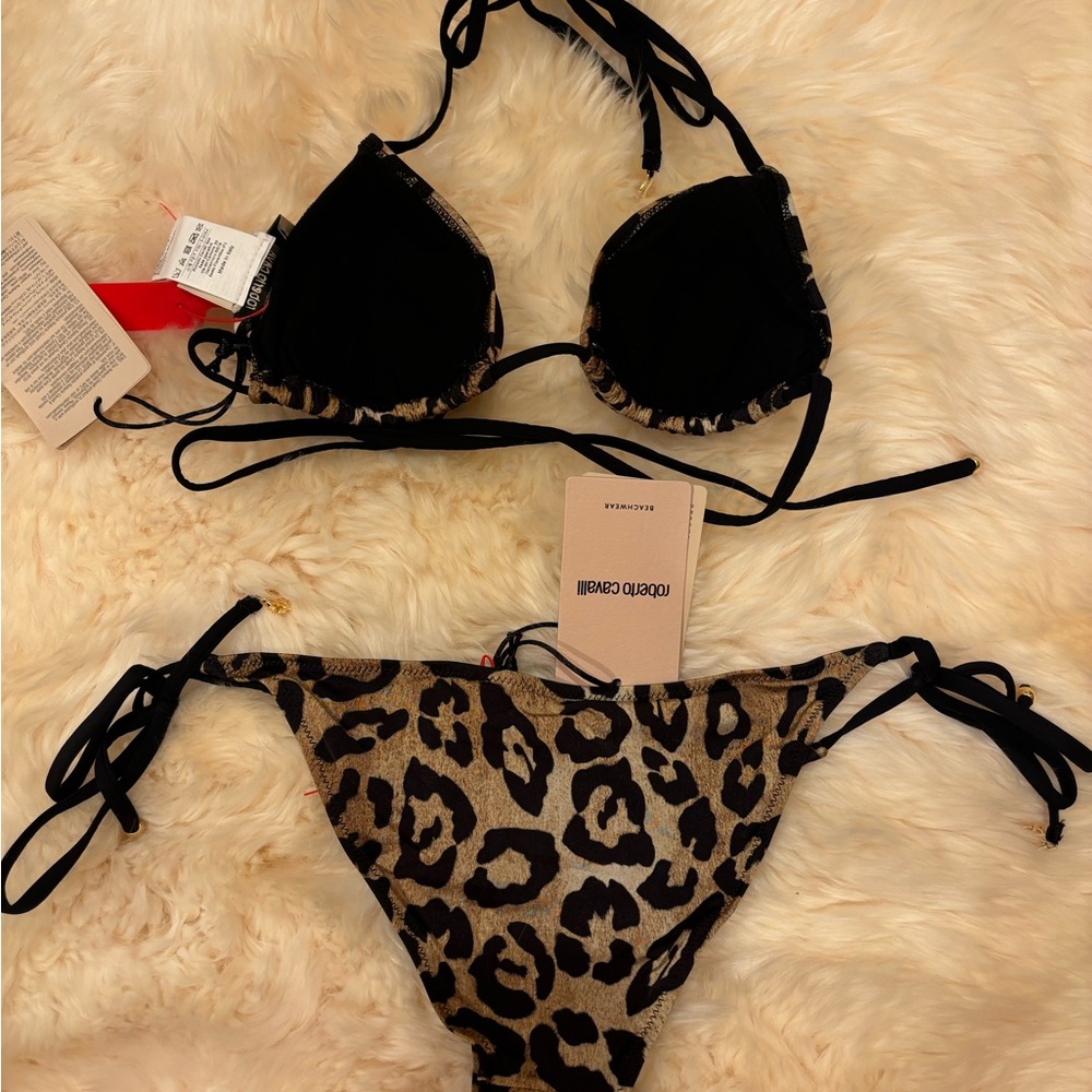 Roberto Cavalli Black and Brown Leopard Bikini Set - Picture 2 of 5